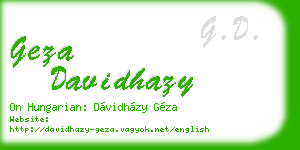 geza davidhazy business card