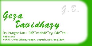 geza davidhazy business card